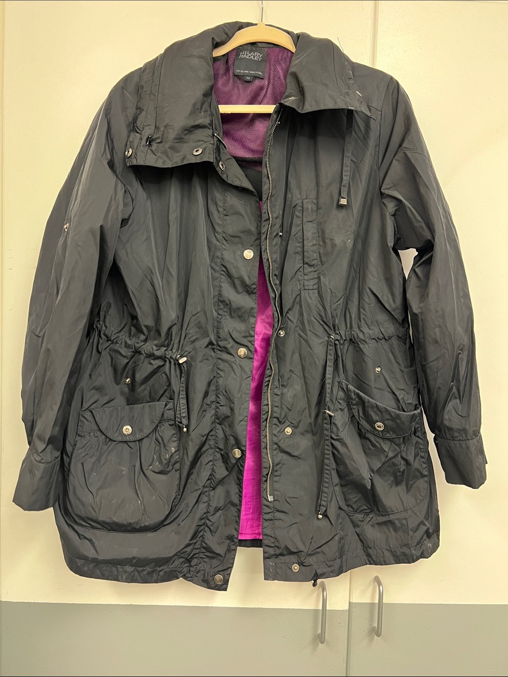 Hilary Radley Outerwear Utility Jacket Coat Black Classic Women’s 12 Large Hike